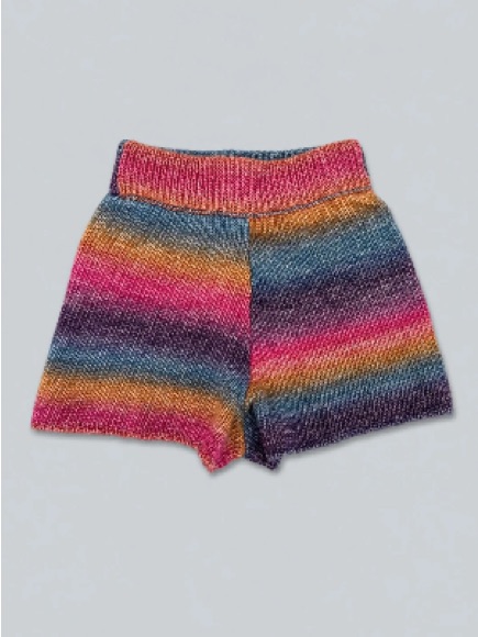 Something Navy Poppy Ombr Multicolor Striped High-Waist Wool Knit Shorts